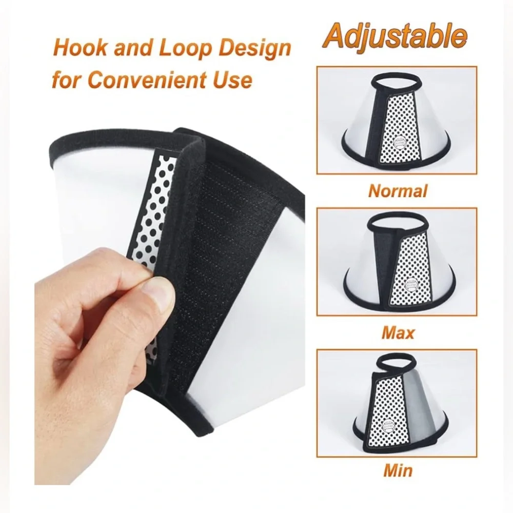 Pet Protection Cone Collar with Black Trim for Cat - Size Medium